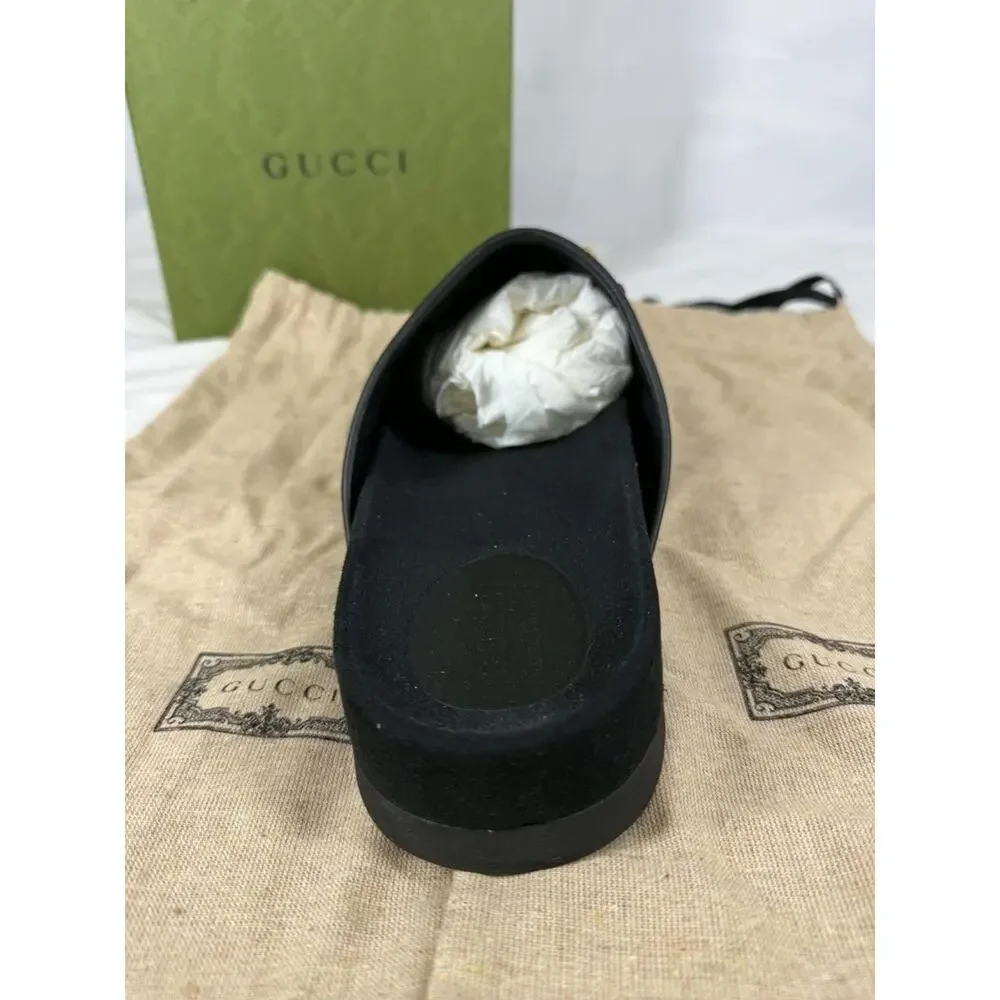 Gucci GG Supreme Maxi Horsebit Mules Canvas Slippers US 13.5 SPB-TS 371578
